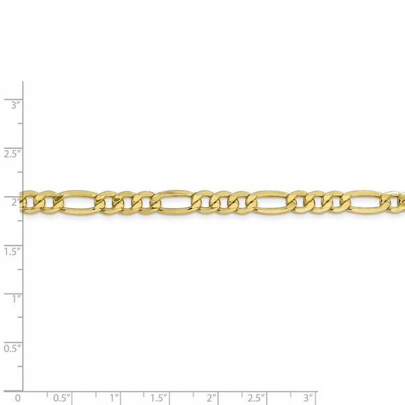 Men's 6.6mm 10k Yellow Gold Hollow Figaro Chain Necklace, 20 Inch
